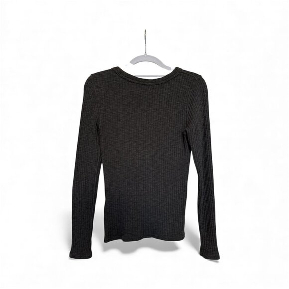 Everlane Rib-Knit Crew Top XS Black Slim Fit Organic Cotton - Picture 3 of 8